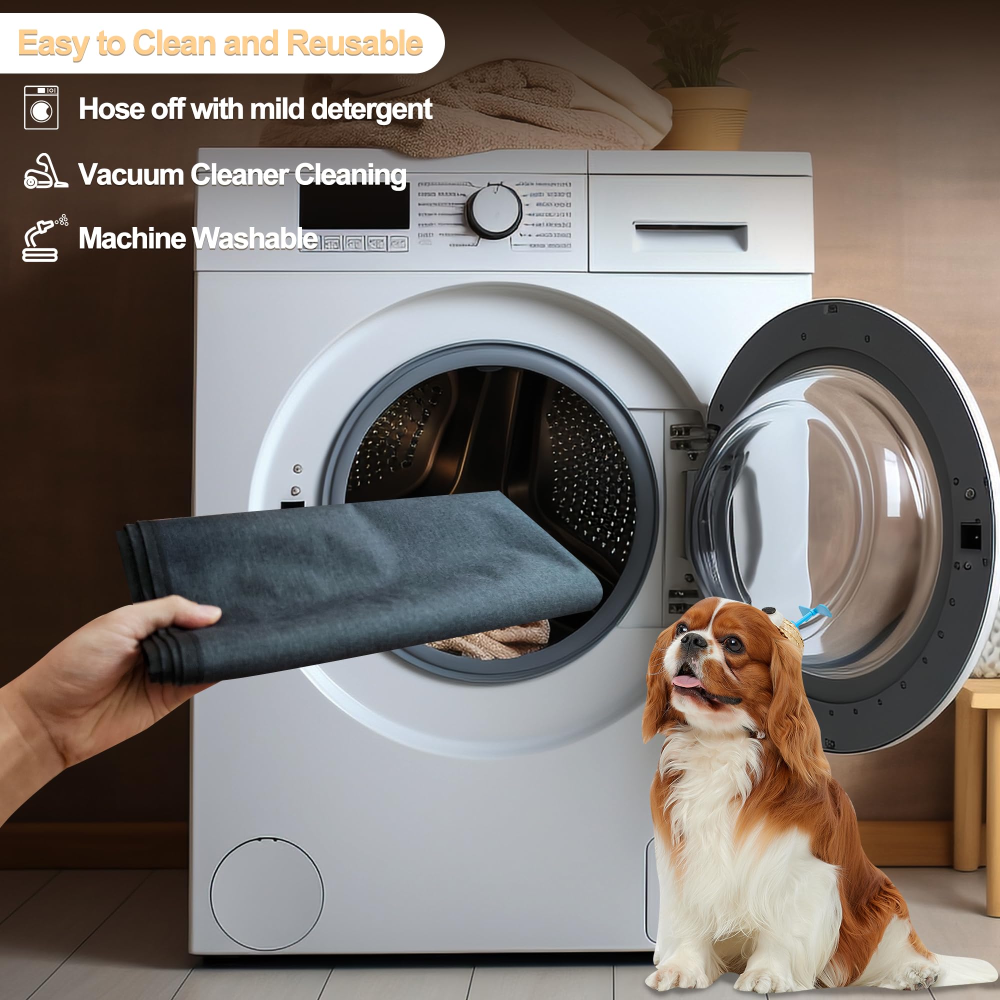 Ehzyaz dog crate mat liner easy to clean, machine washable surface.