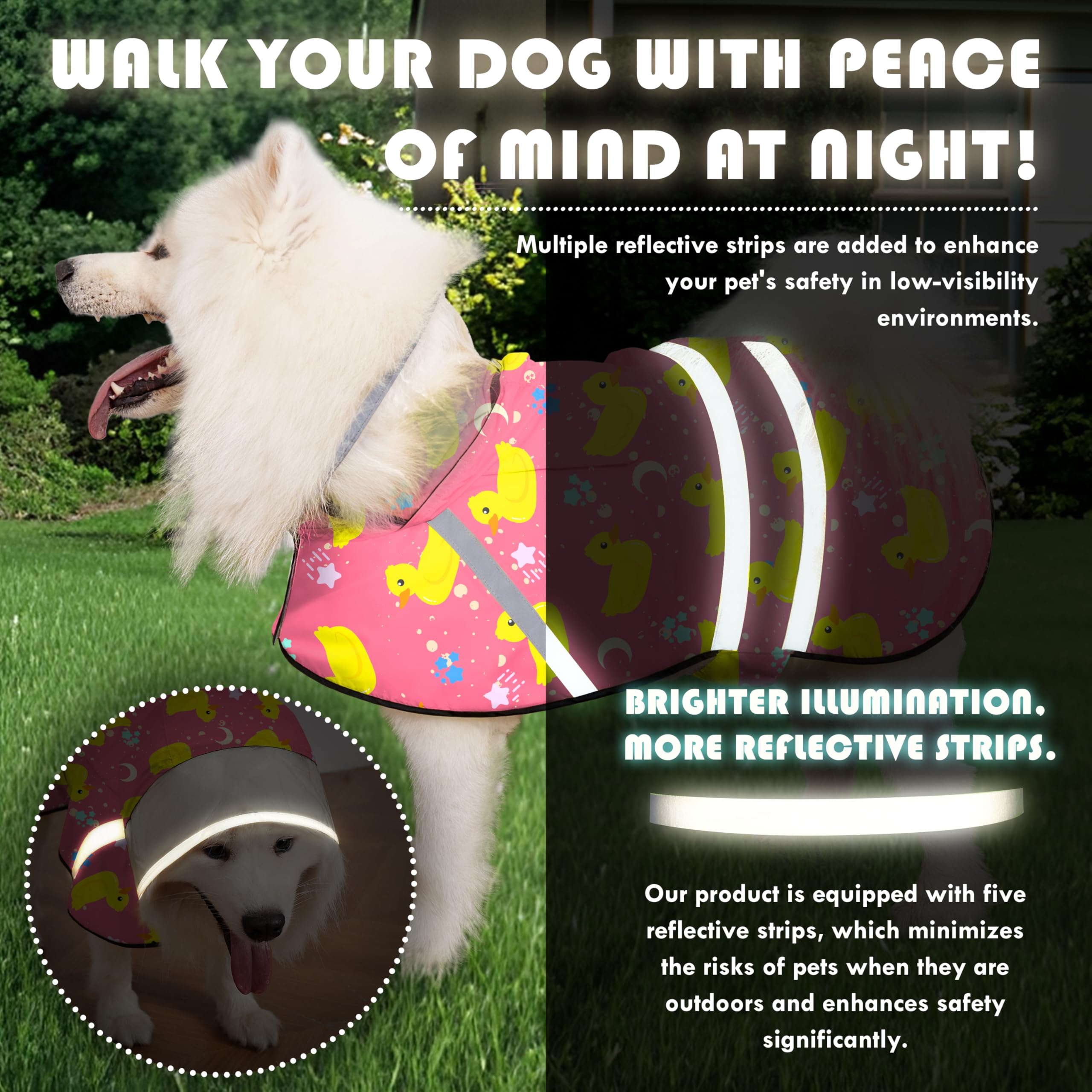 Eiaayer dog raincoat shows waterproof breathable fabric for comfort.
