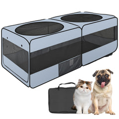 EighteenTek 2in1 playpen assembled shows a spacious unified space for safe indoor/outdoor use.