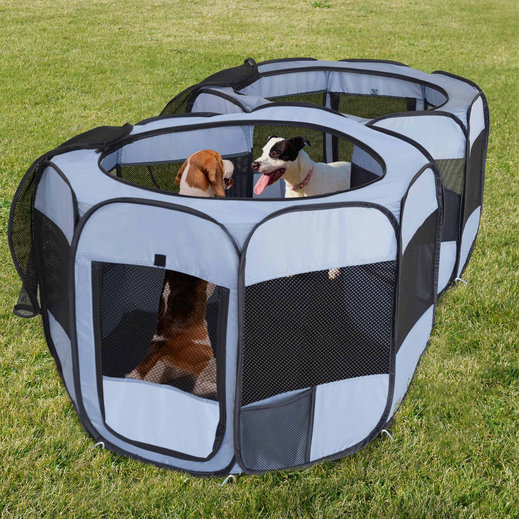 EighteenTek 2-in-1 XLarge Playpen folded for compact storage and portability.