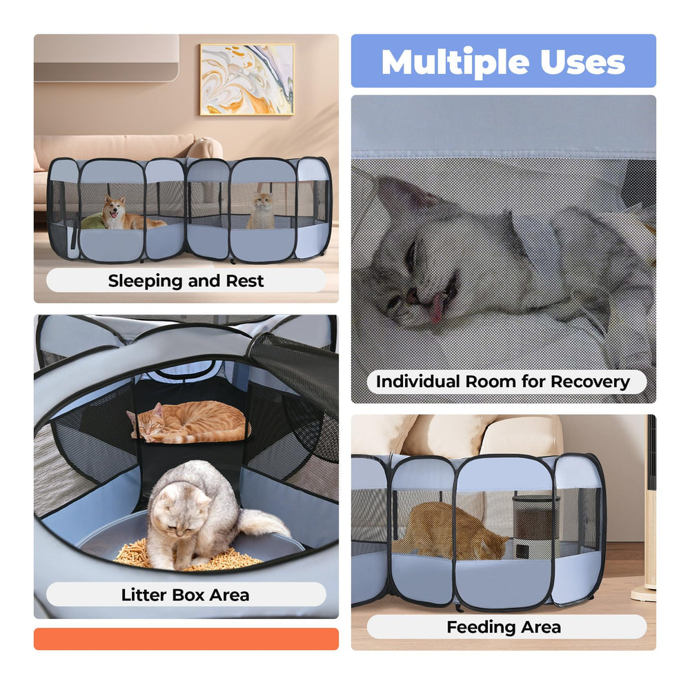 EighteenTek 2-in-1 XLarge Playpen set up in doorway creates a versatile pet play space.