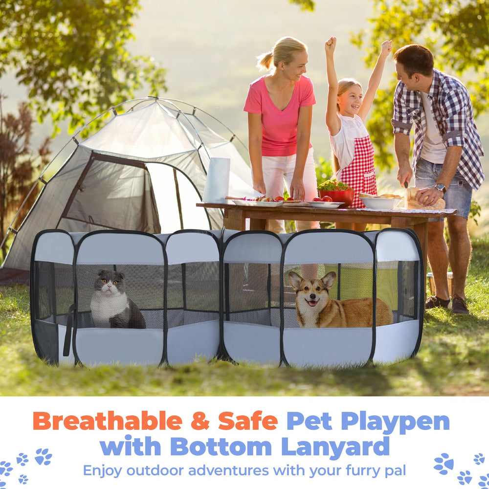 EighteenTek 2-in-1 XLarge Playpen zip-top cover provides ventilation and shade.