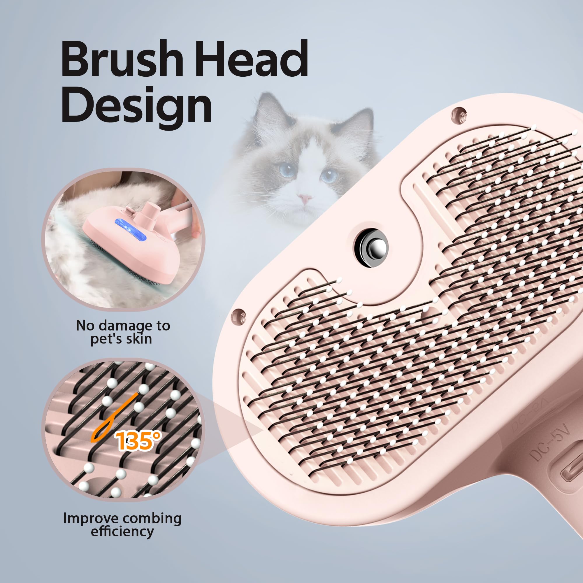 Eilimy Deshedding action reduces loose fur while brushing.