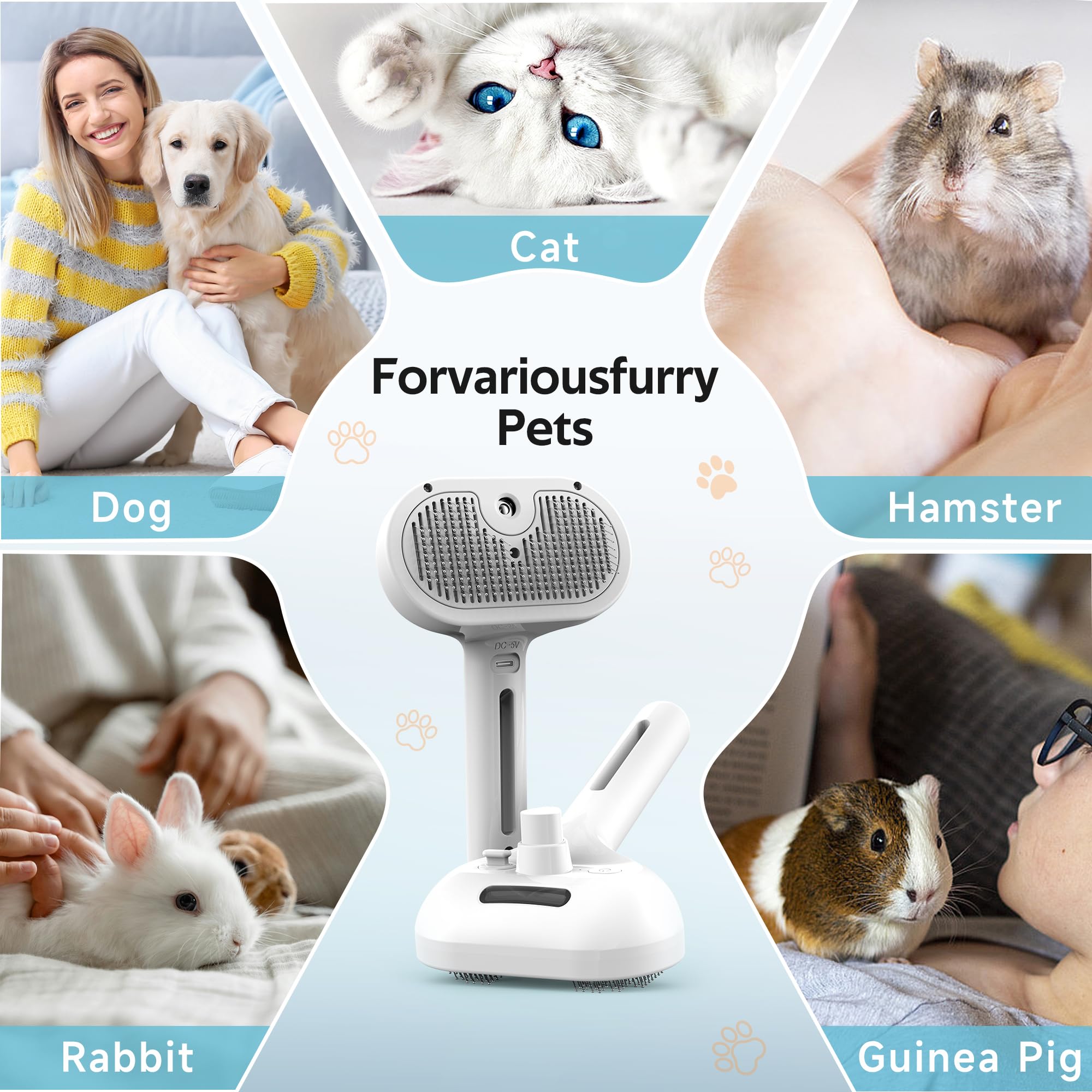 Eilimy Pet Grooming Brush in use with cats and dogs offers a soothing grooming experience