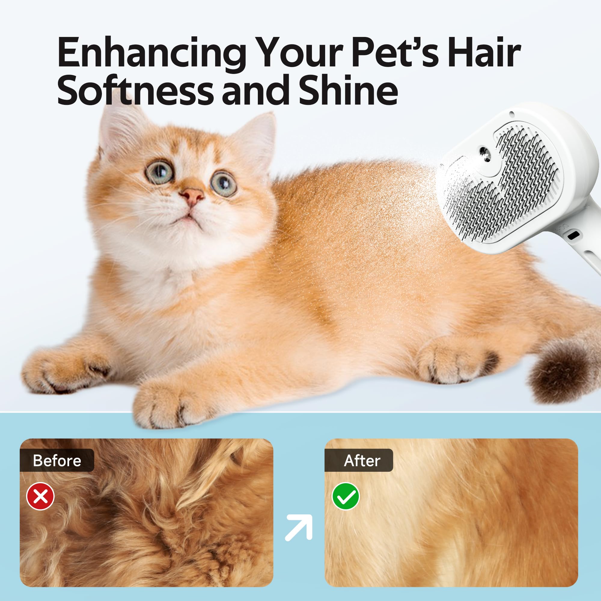 Eilimy Pet Grooming Brush mist button activation simplifies grooming sessions