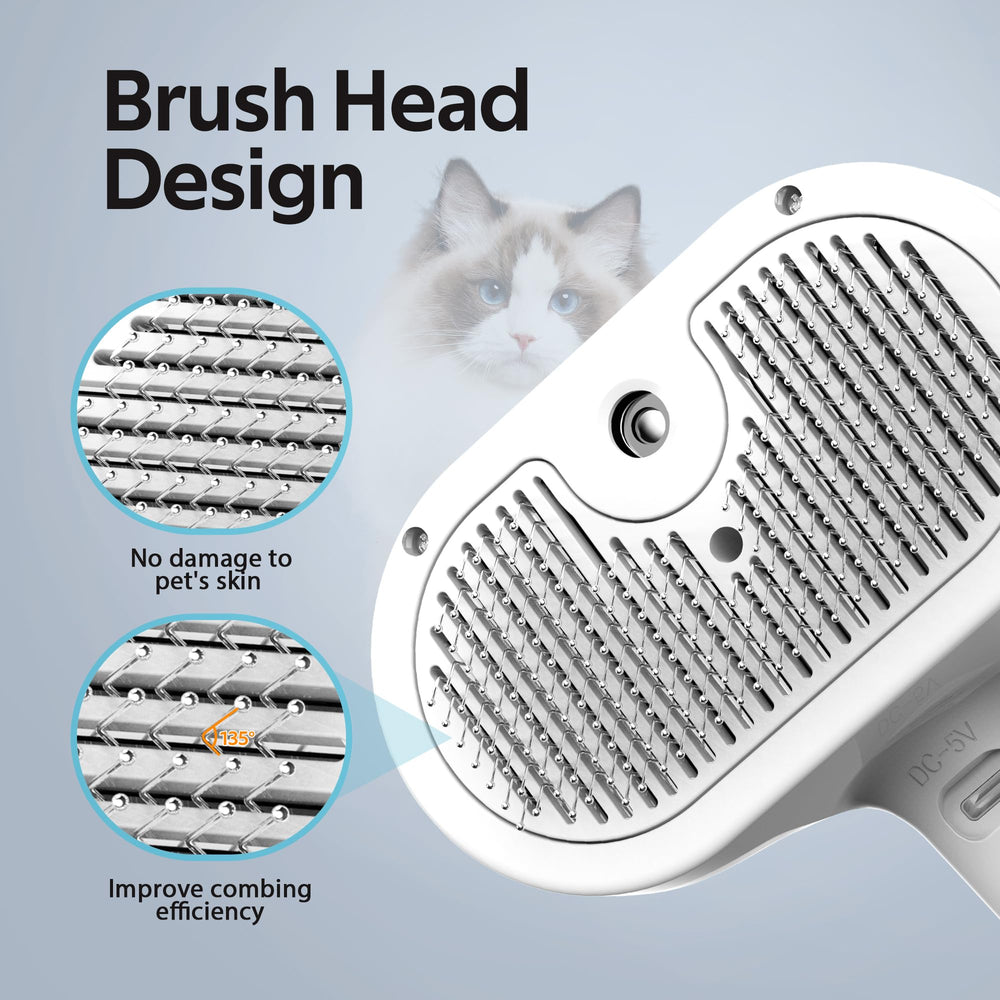 Eilimy Pet Grooming Brush demonstrates healthy coat potential via mist hydration and skin stimulation
