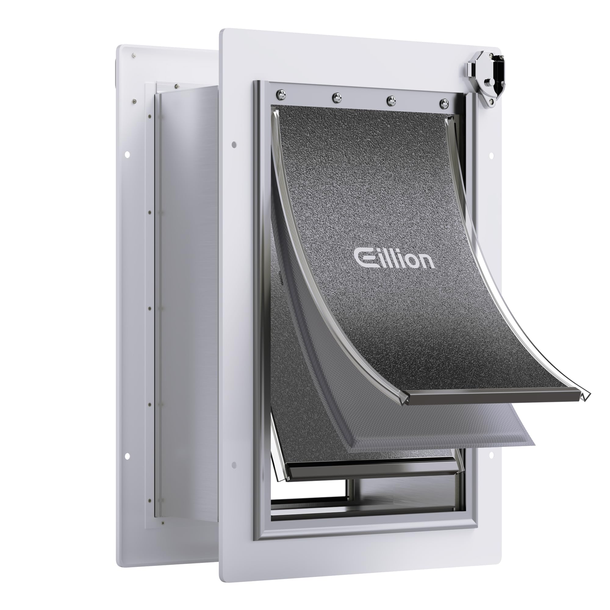 Eillion 3-flap wall door frame shows durable metal construction for year-round use.