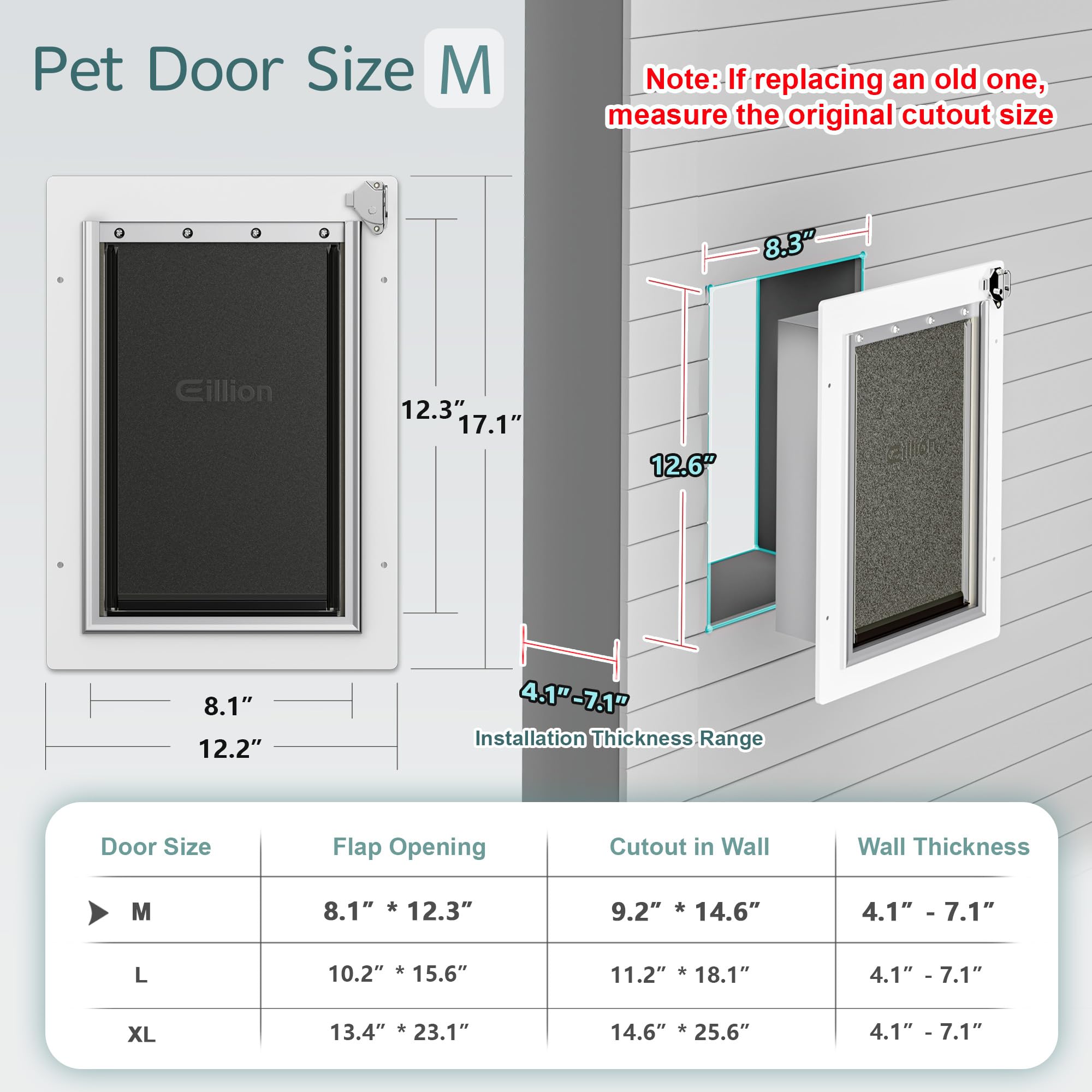 Eillion cutout template indicating 9.2 by 14.6 inch opening for easy DIY install