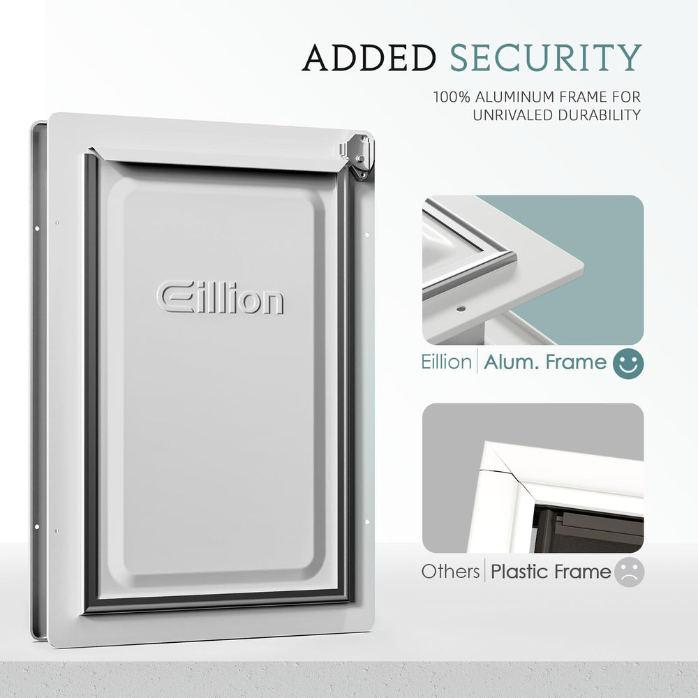 Eillion dog door with 3 flaps and magnetic seals reduces drafts while keeping pets comfortable.