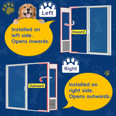 Eillion dog door shows semi-transparent flap offering clear pet view.