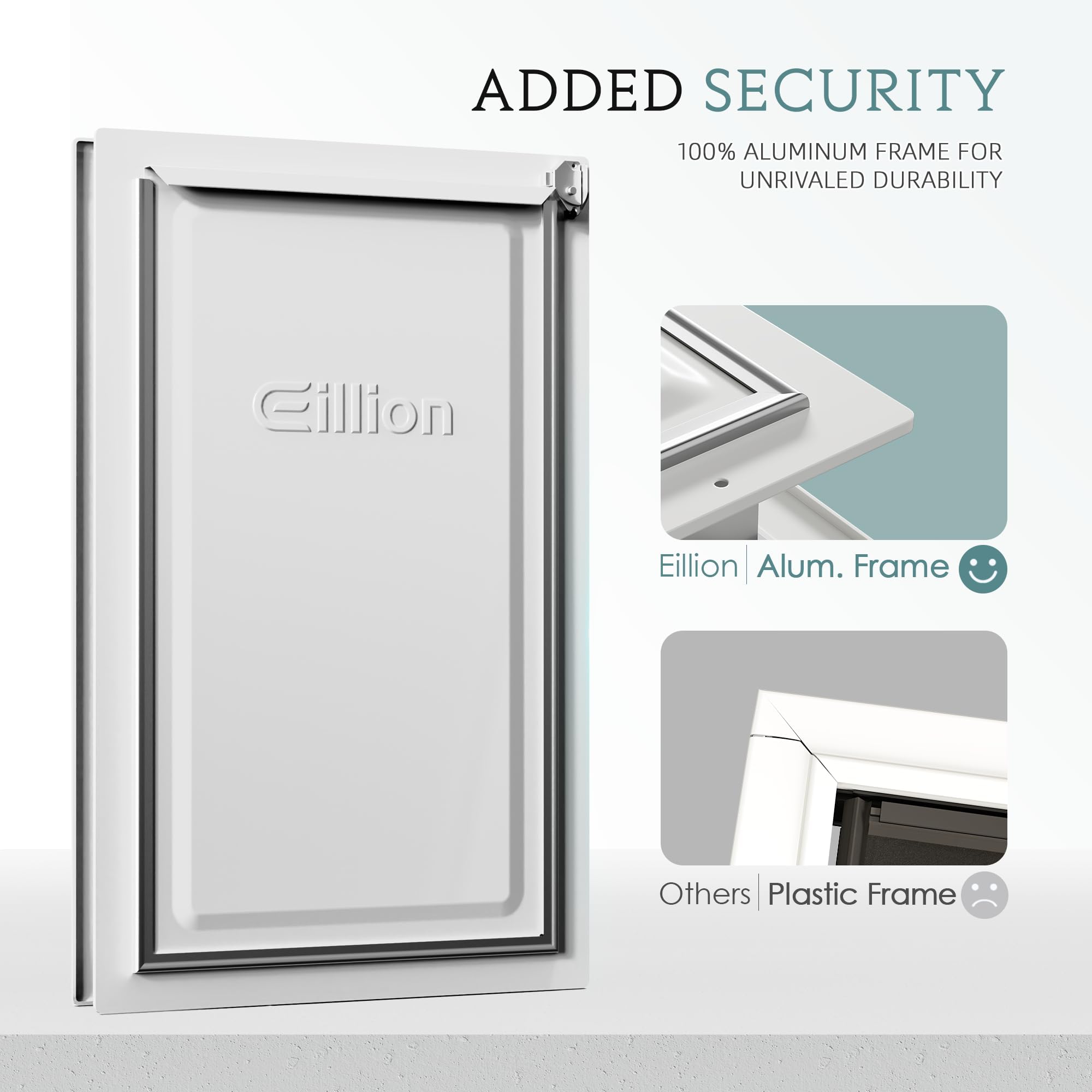 Eillion exterior-door installation view shows adjustable tunnel for precise fit.