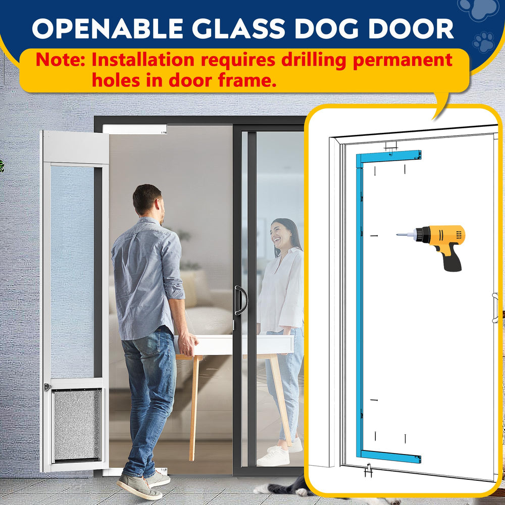 Eillion large dog door flap-closeup highlights semi-transparent 10x16 inch passage