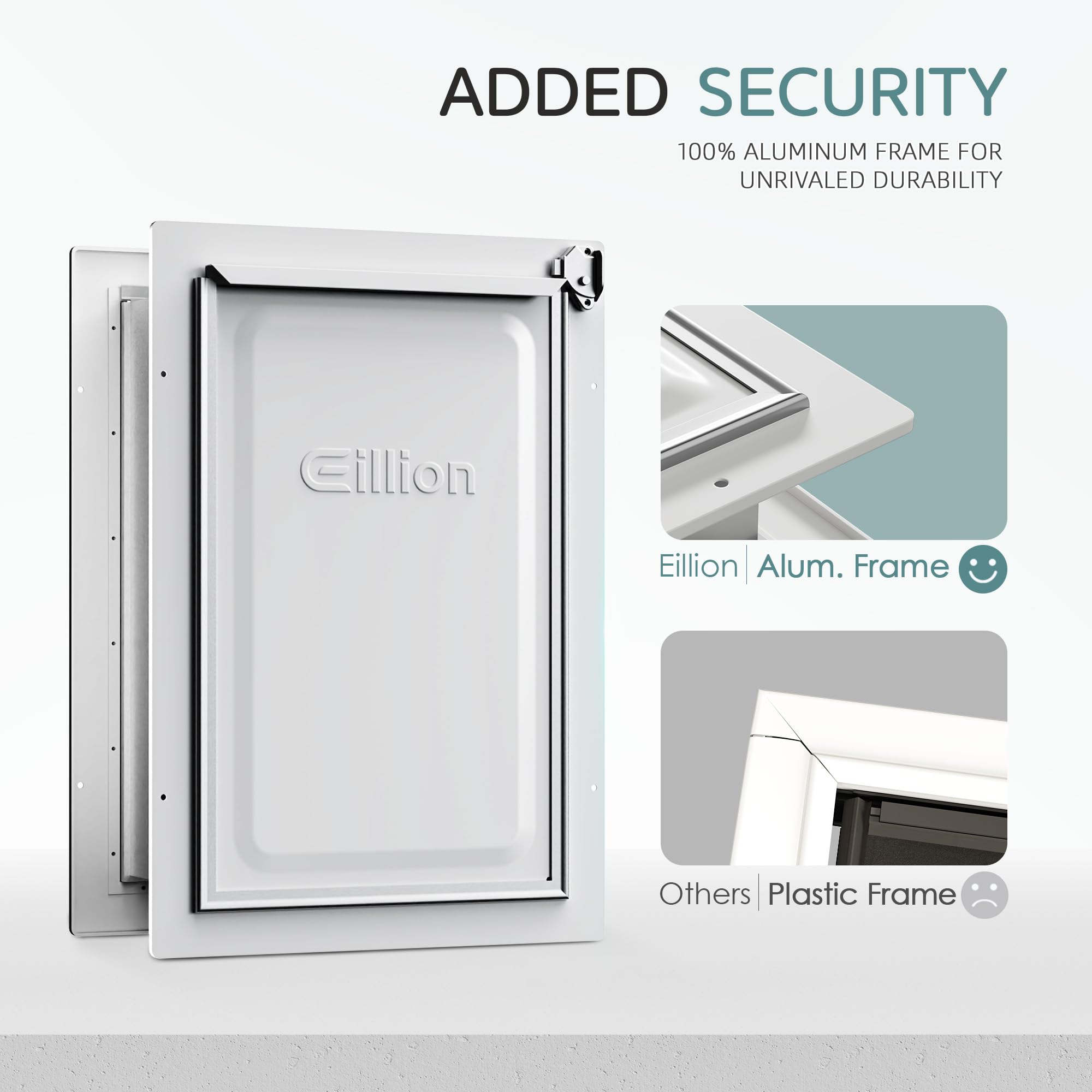 Eillion large dog door wall with telescoping tunnel adapts to thick walls for flexibility.