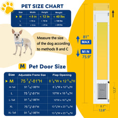 Eillion medium dog door sliding right outward opening for outdoor access control.