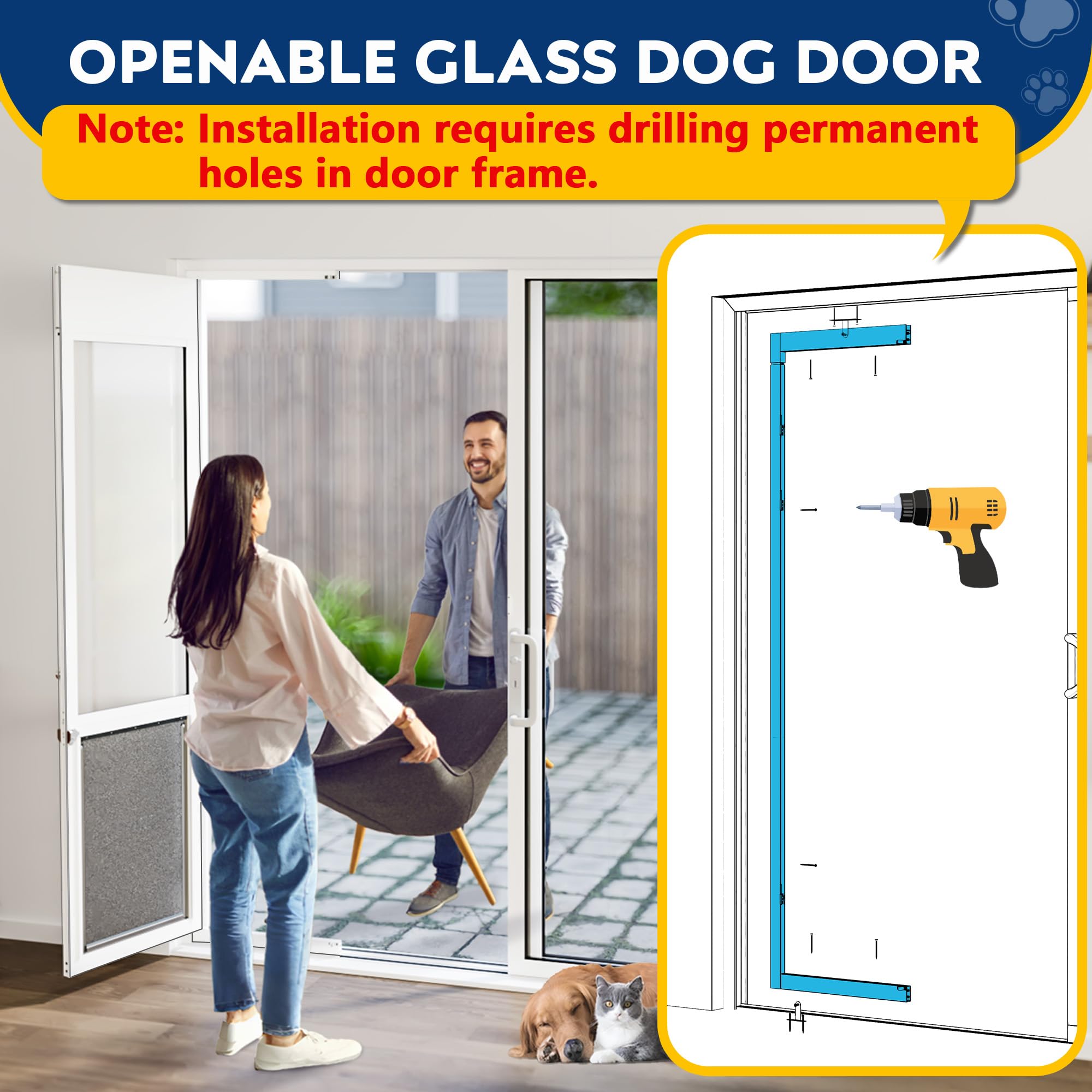 Eillion XLarge dog door frame closeup metal highlighting durable construction
