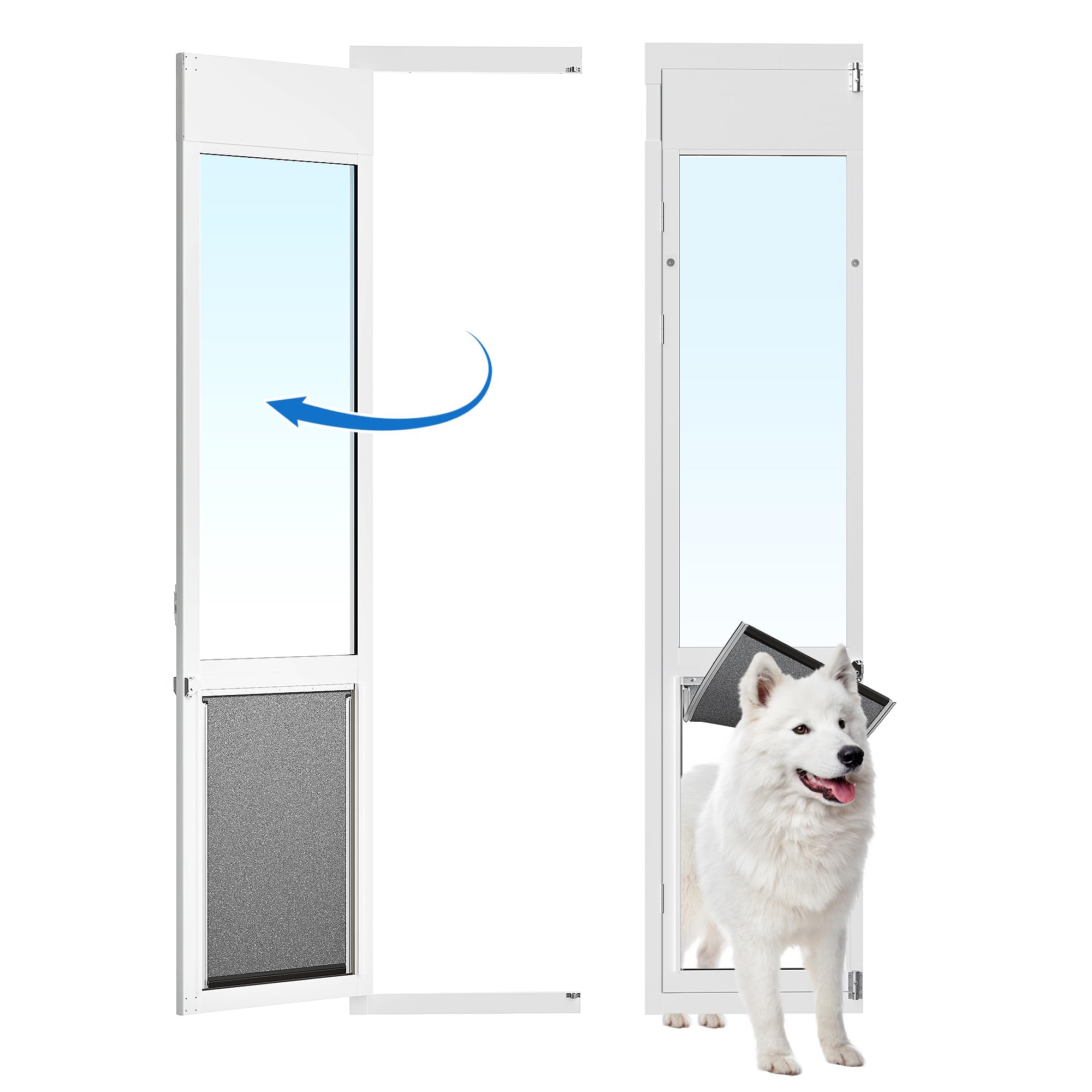 Eillion XLarge dog door left-side opening showing inward passage for backyard access