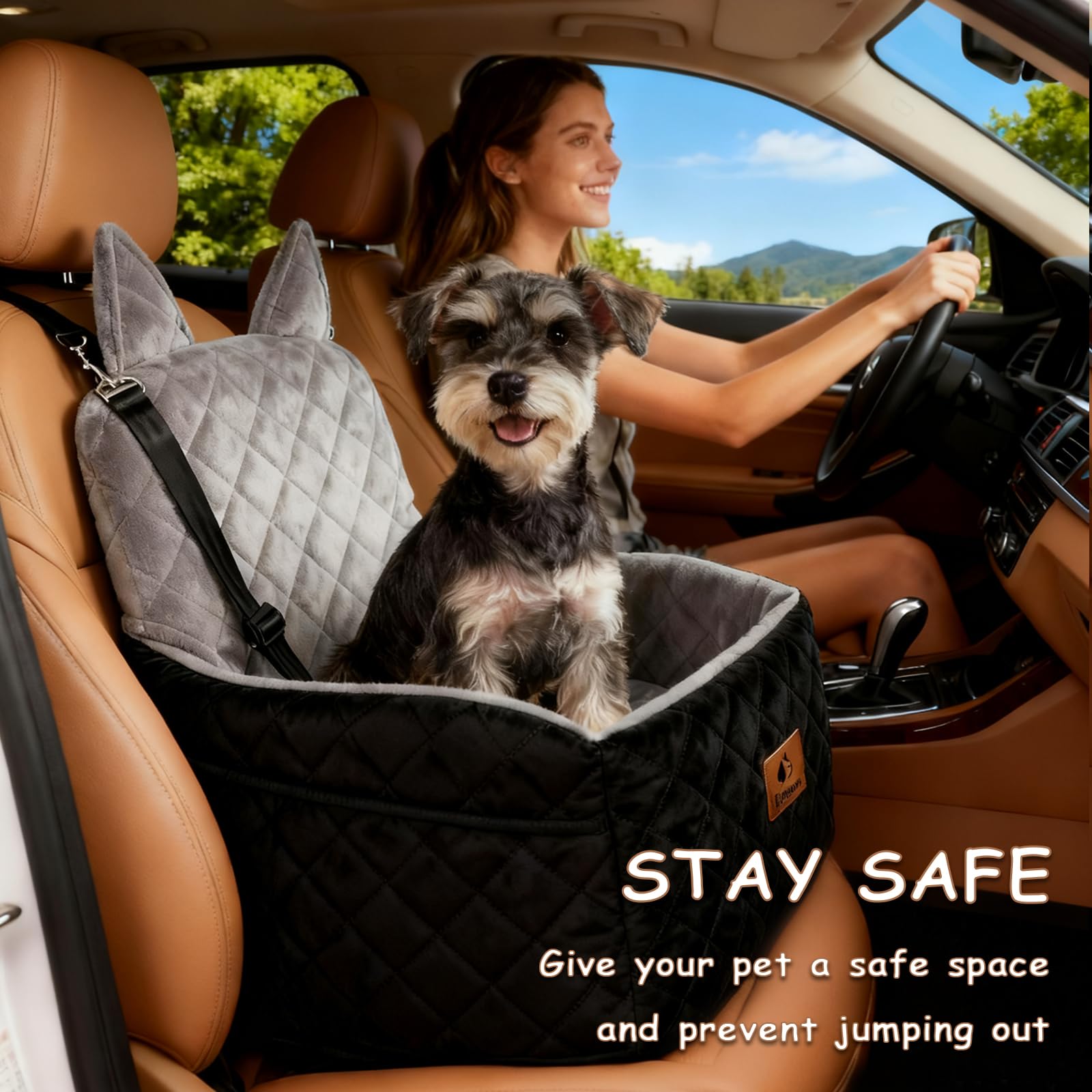 Eimuzure car seat features reinforced frame and non-slip bottom for secure travel.