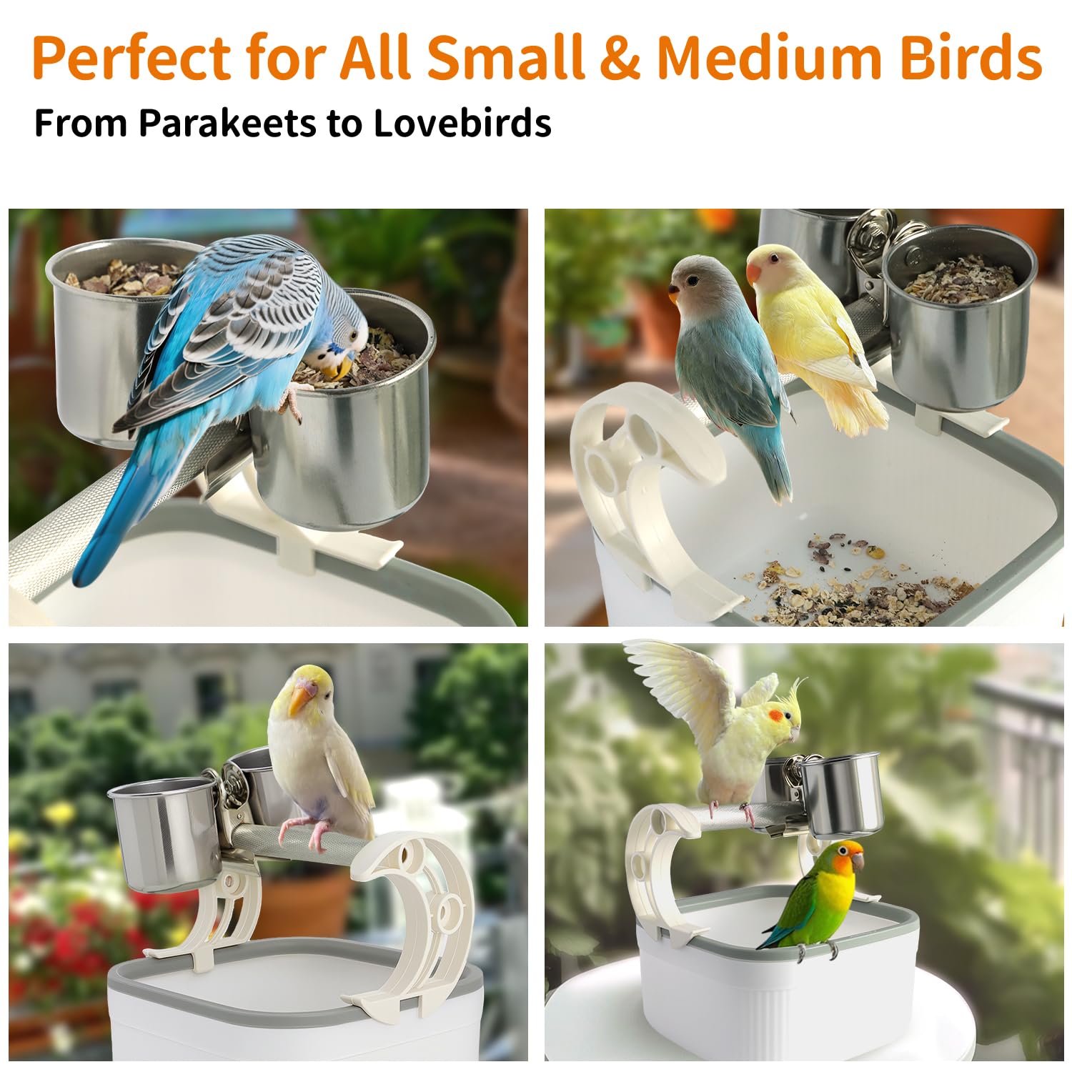 EIODEAR stainless-steel bowls clip-on feeder offers easy access to water and food