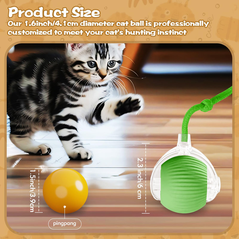 Eiruseed interactive cat ball green automatic-standby saves energy during quiet times.