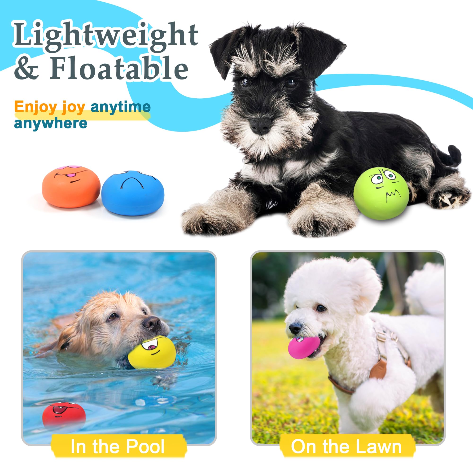 Eisoco squeaky ball blue face—built-in squeaker boosts fetch excitement