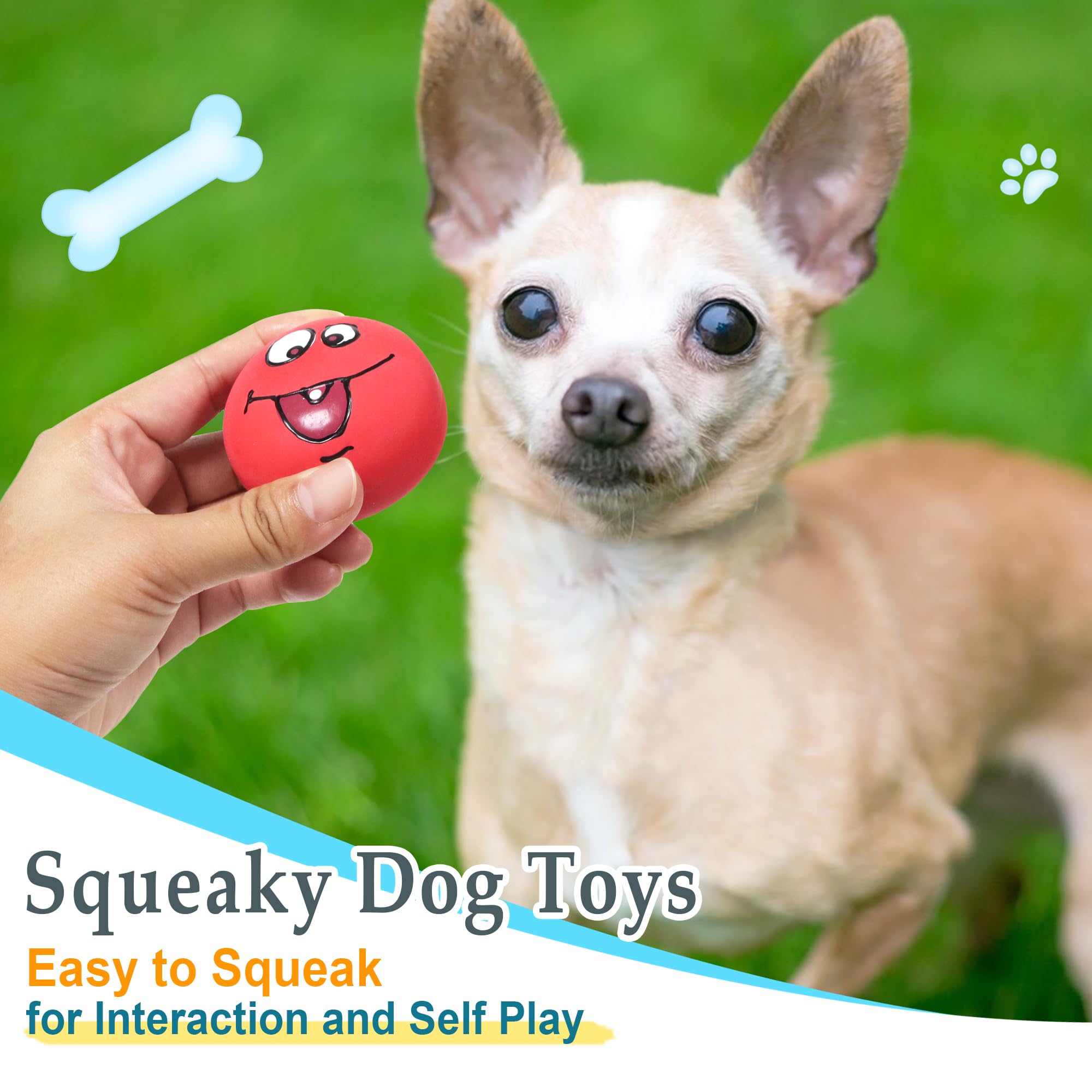 Eisoco squeaky ball red face—soft rubber gentle on teeth during supervised play