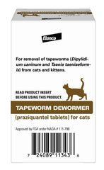 Elanco Tapeworm Dewormer tablets close-up showing small pills easy to administer.