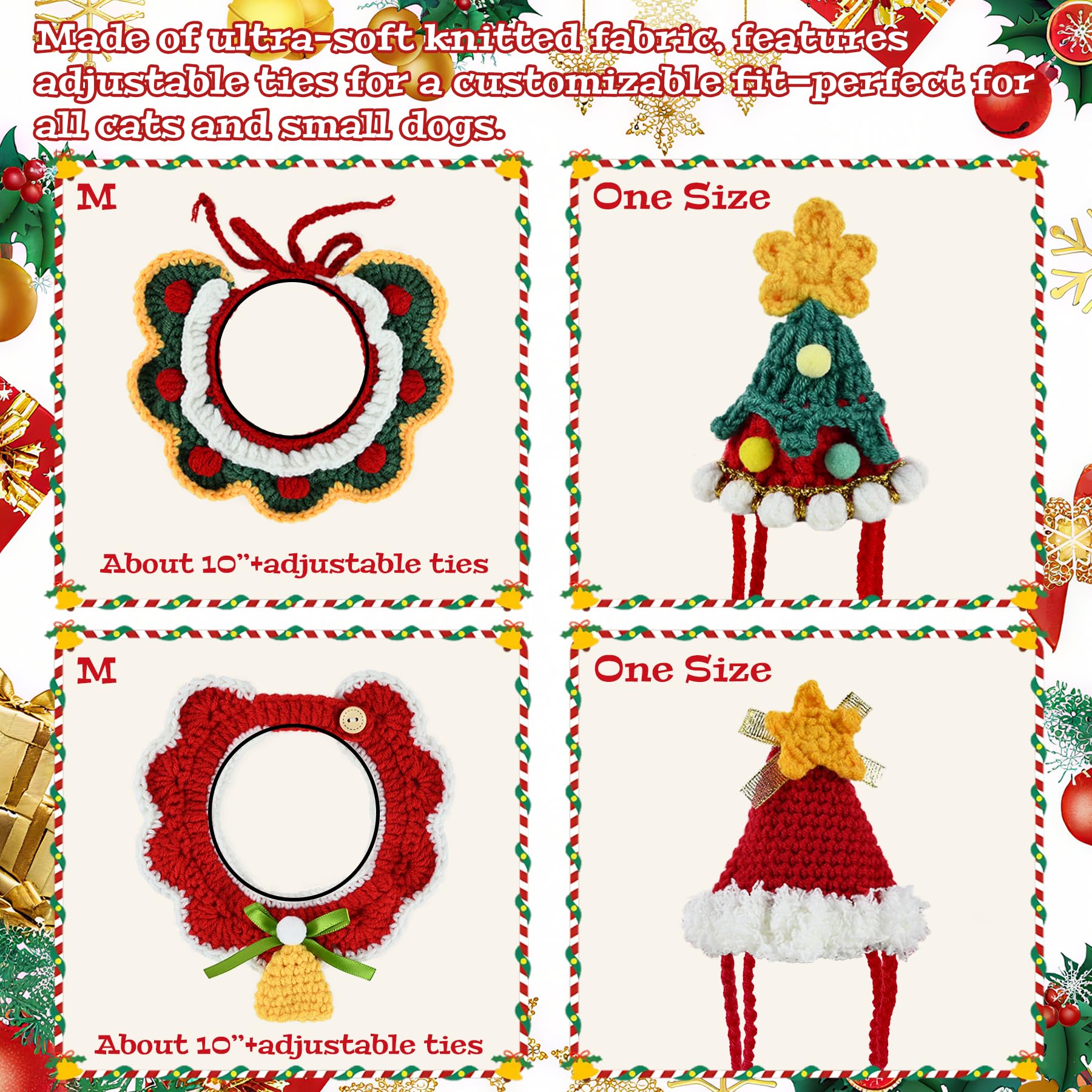 ElasignShopo Christmas tree collar with hat on small dog for holiday party photos