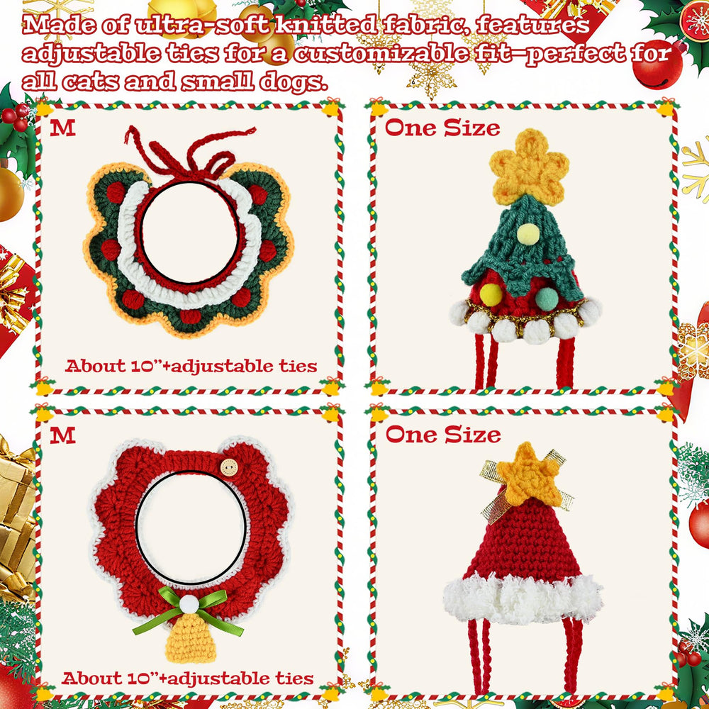 ElasignShopo Christmas tree collar with hat on small dog for holiday party photos