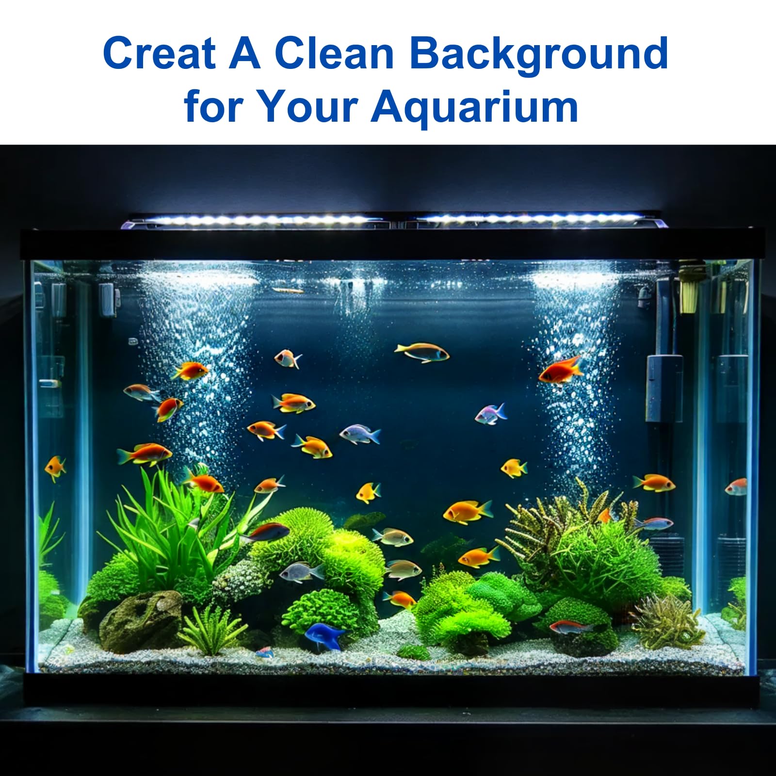 ELEBOX background hides hoses and filters for a cleaner look.