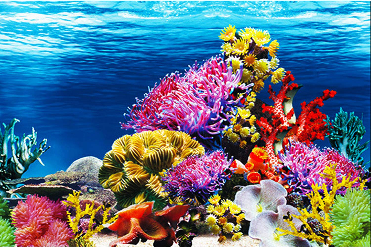 ELEBOX colorful seaweed 20x48 aquarium backdrop with HD imagery