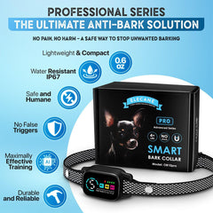 ELECANE bark collar displaying beep, vibration, and combined modes for training.