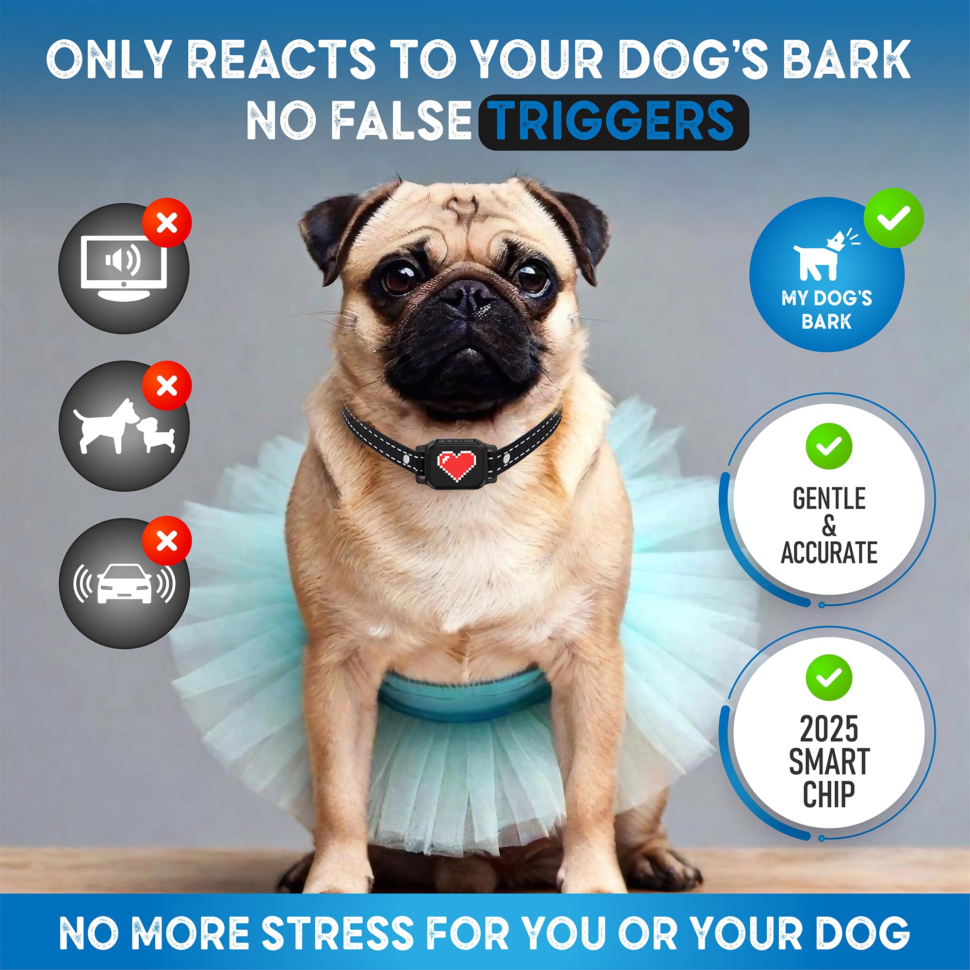 ELECANE bark collar advanced smart chip reduces false triggers for accurate training