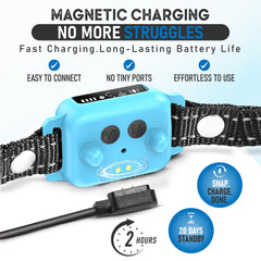ELECANE bark collar charging with magnetic port—easy, quick, and convenient recharging.