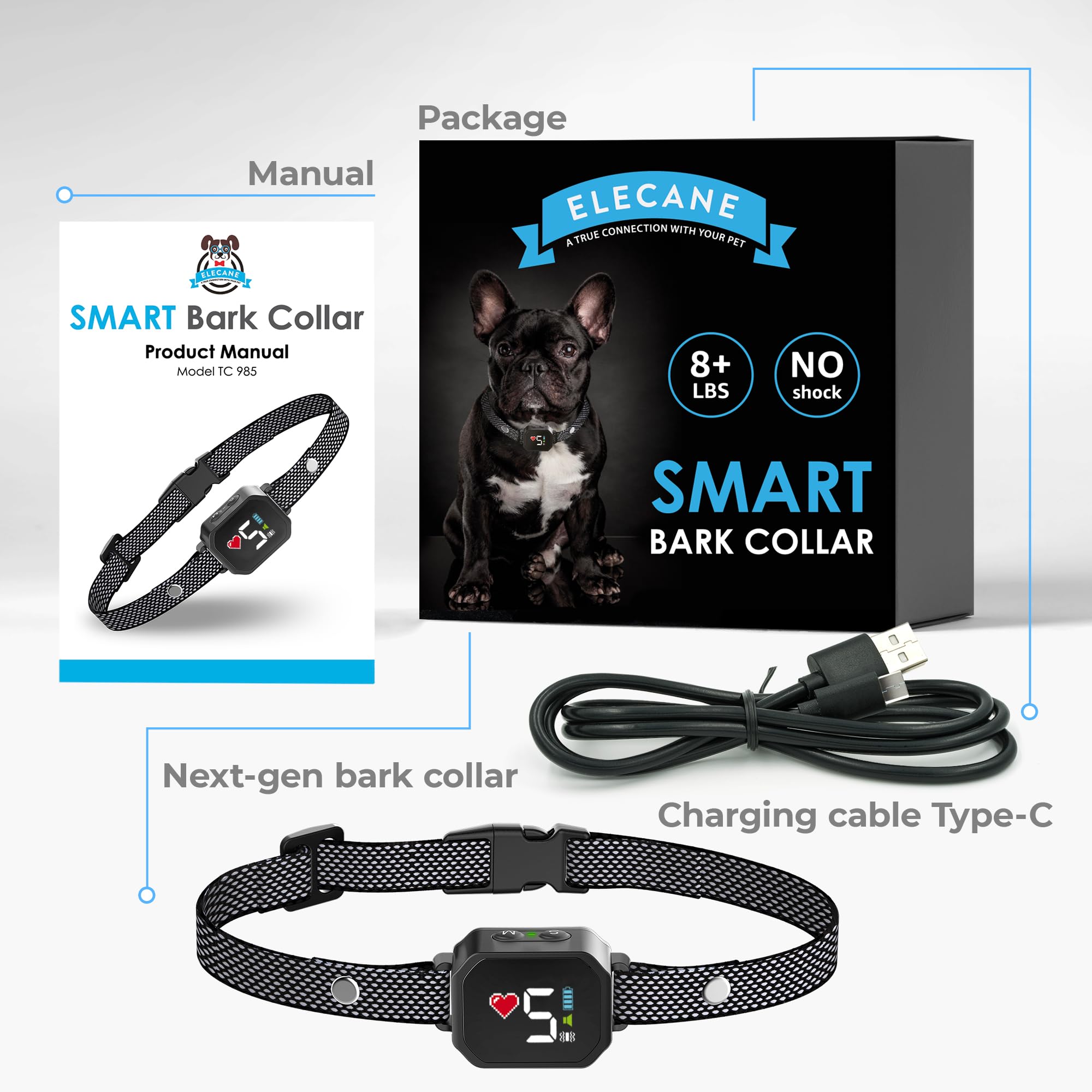 ELECANE bark collar built with durable materials for everyday use.