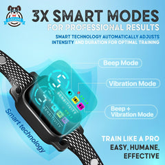 ELECANE bark collar shown with magnetic charging for easy recharges.