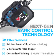 ELECANE bark collar front view emphasizes lightweight, comfortable fit for small dogs.