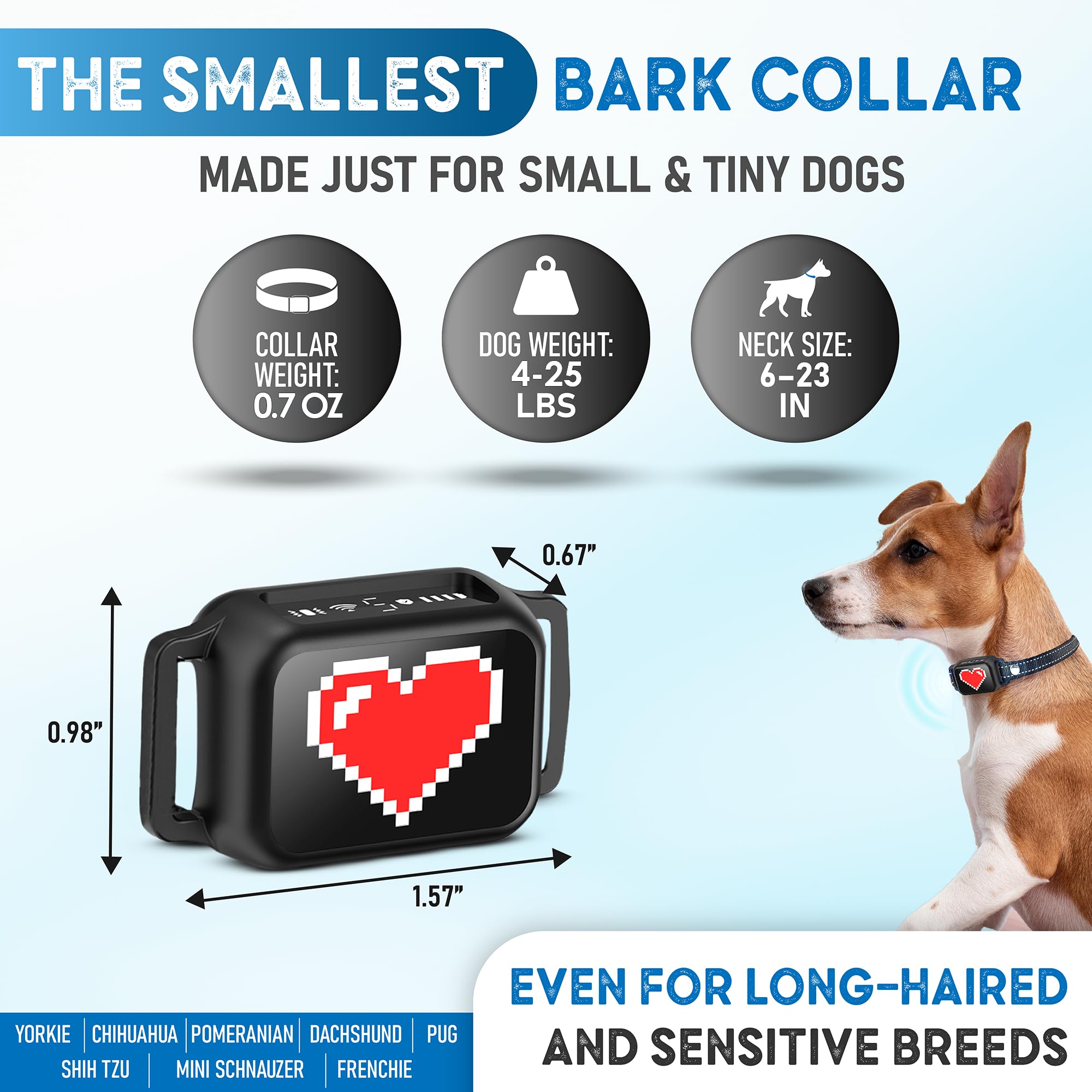 ELECANE bark collar ultra-lightweight strap for comfortable wear on small to medium dogs