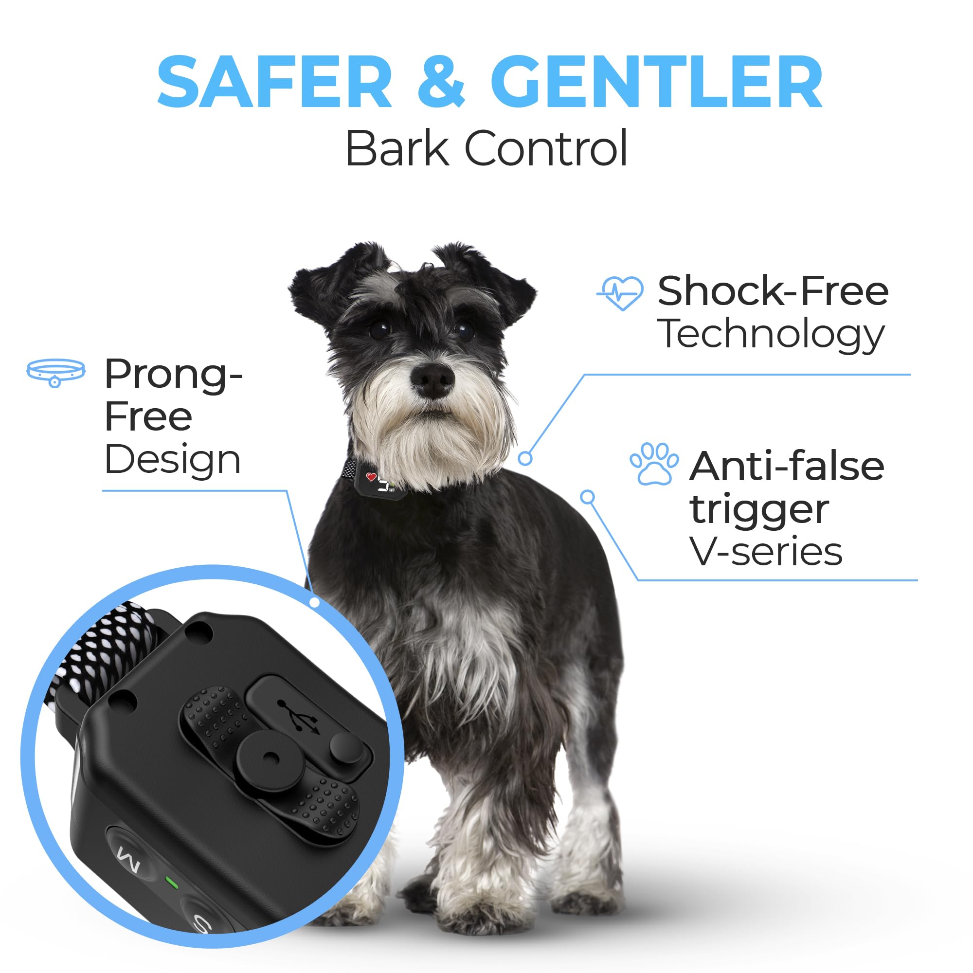 ELECANE bark collar with beep and vibration mode supports humane training.