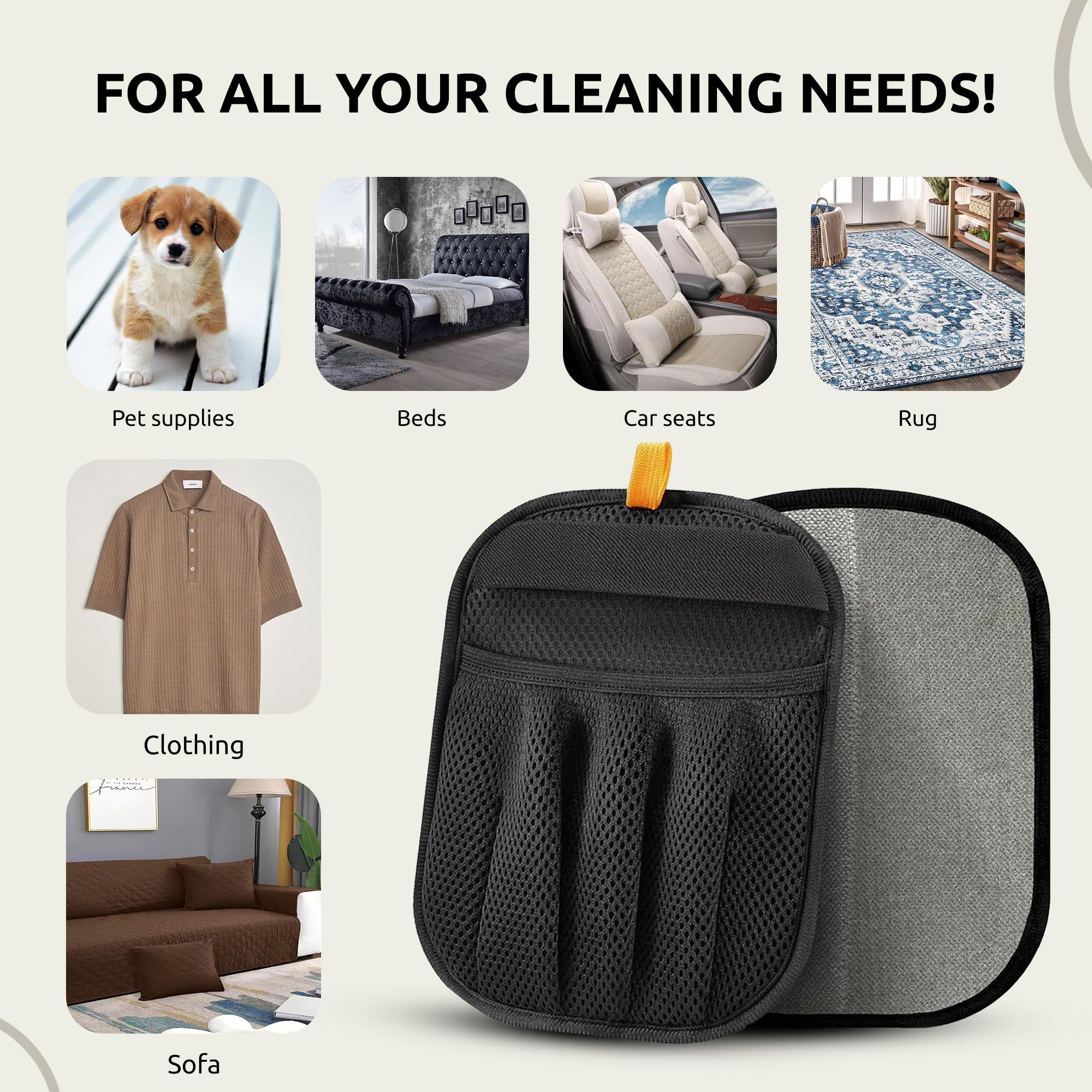 Electrostatic Pet Hair Removal Glove cleans furniture without sticky rollers