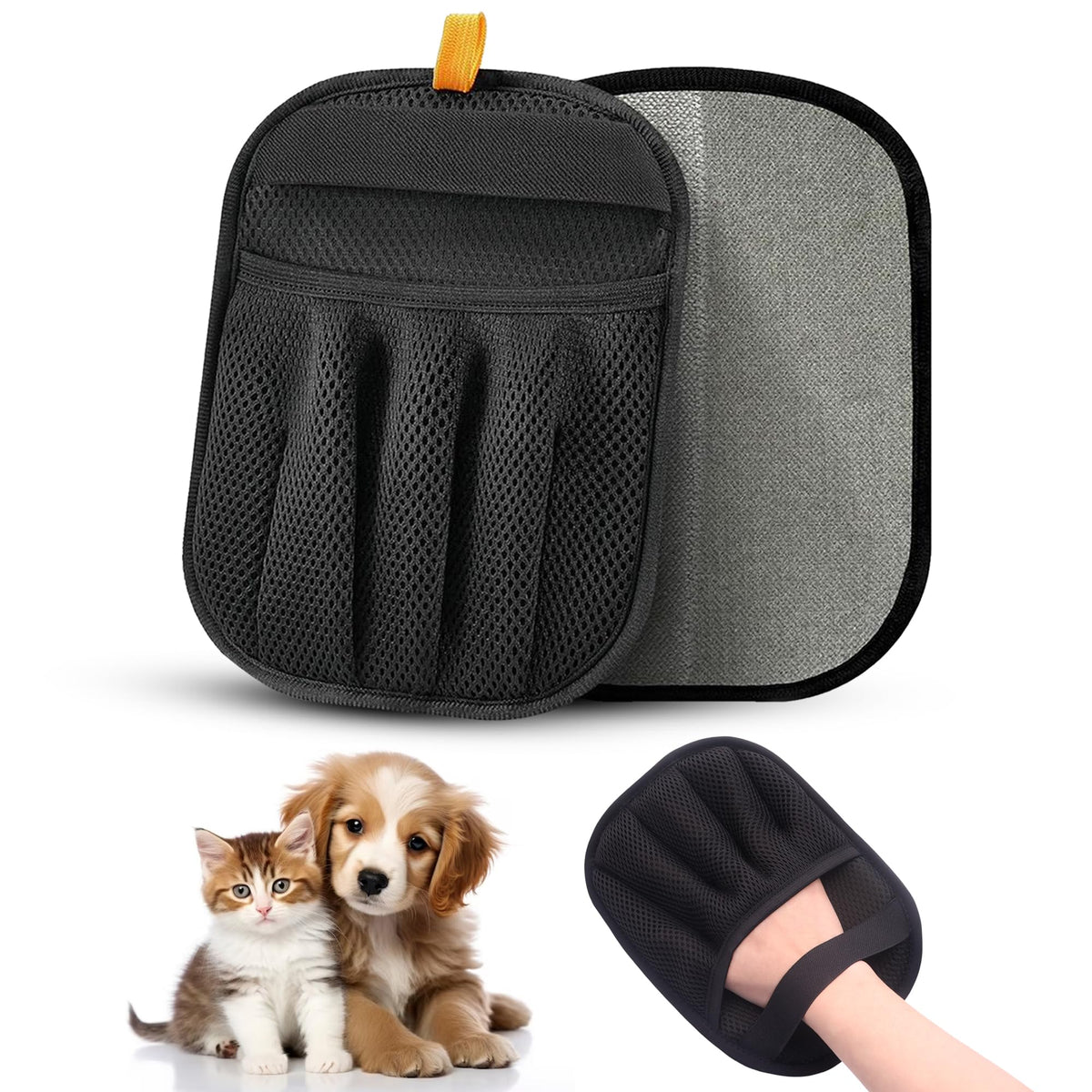 Electrostatic Pet Hair Removal Glove on hand lifting fur quickly