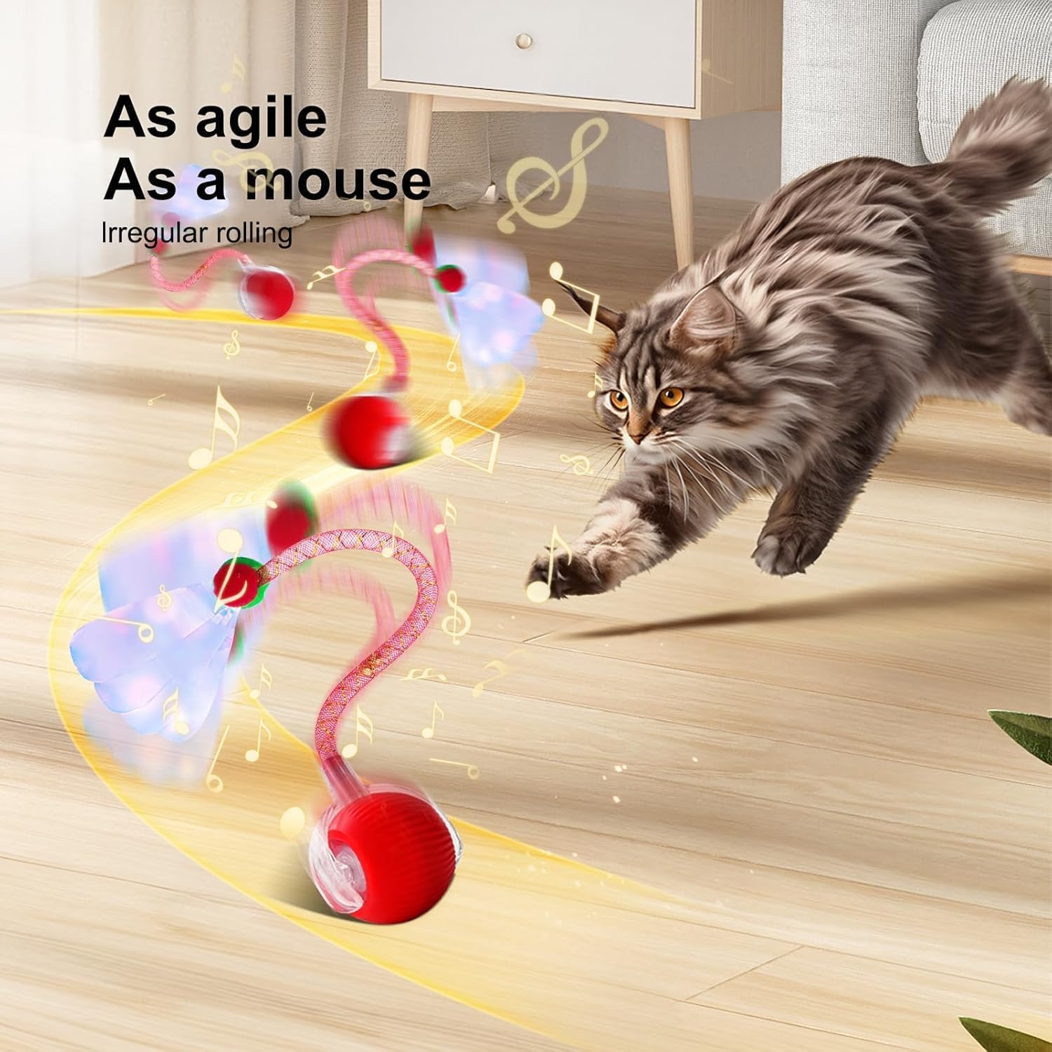 Elegancy Speedy Tail 2.0 senior mode—gentle pace for calmer, older cats.