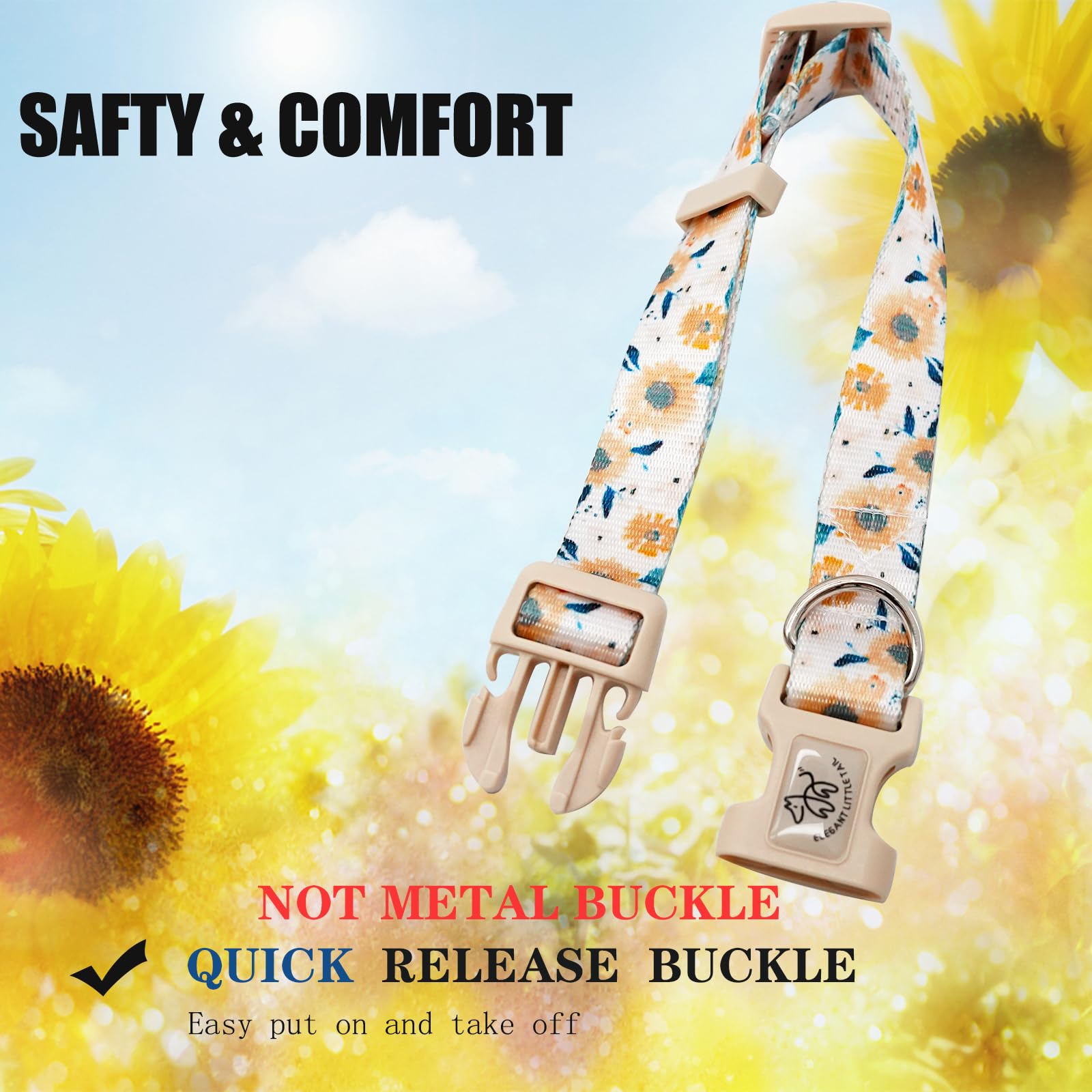 Elegant Little Tail adjustable collar fits a wide range of dogs.