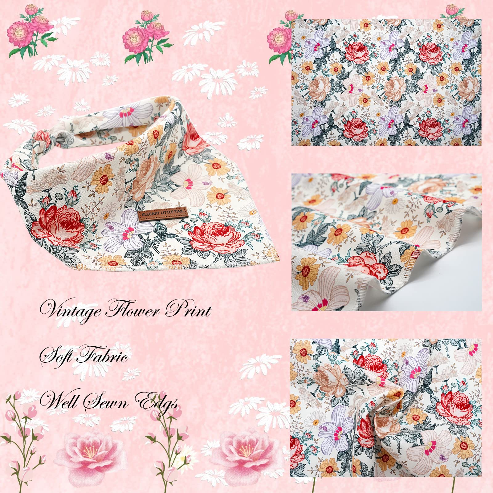 Elegant Little Tail Bandana large vintage flower for standout outfits