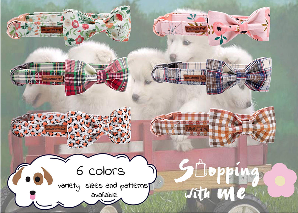 Elegant little tail care-wash-collar-bow image shows wash-friendly materials and air-dry care.