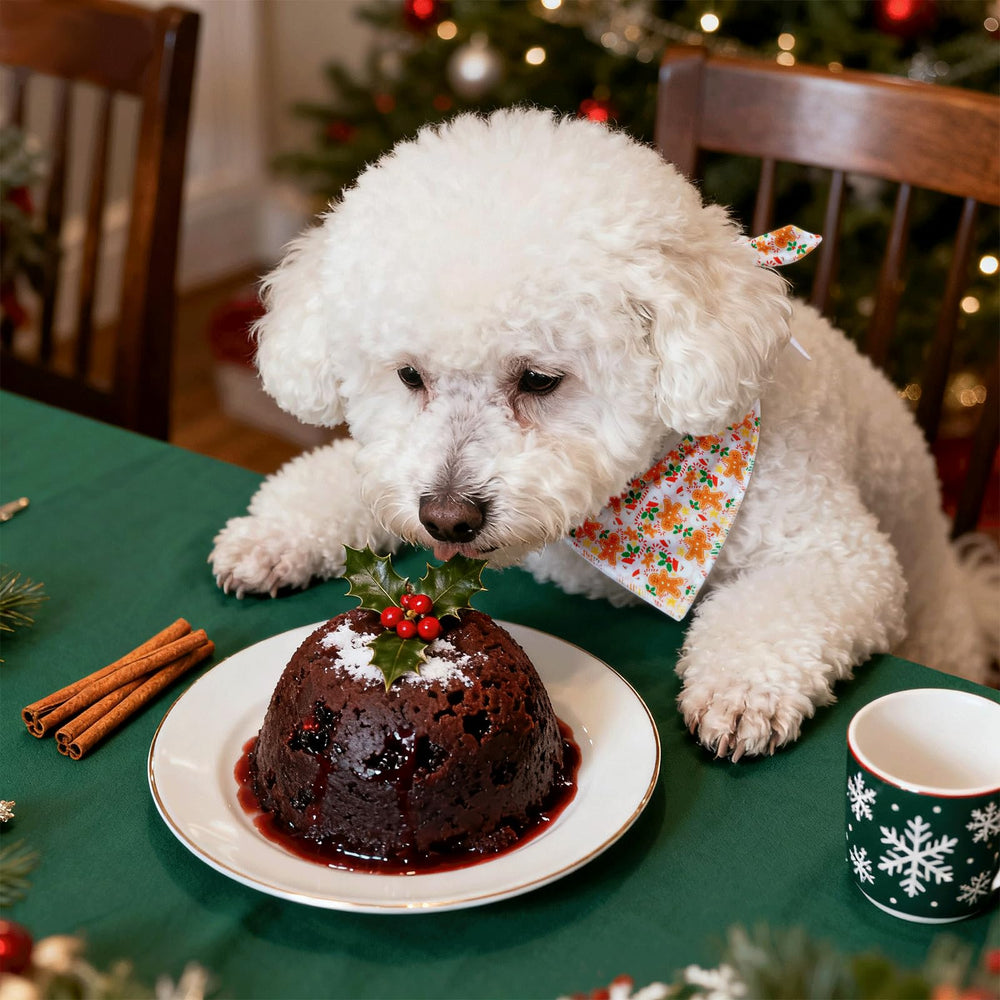Elegant little tail Christmas bandana on dog portrait during holidays