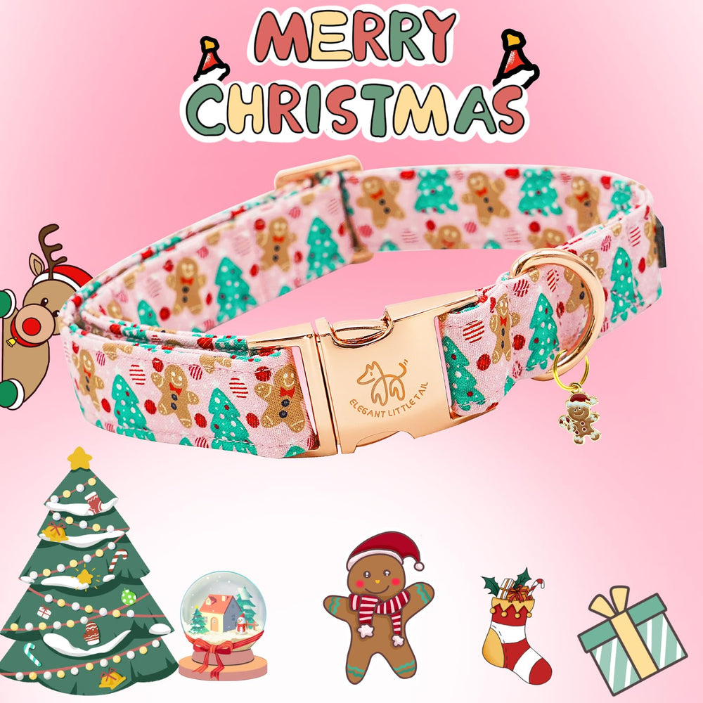 Elegant little tail Christmas dog collar buckle detail emphasizes secure wear