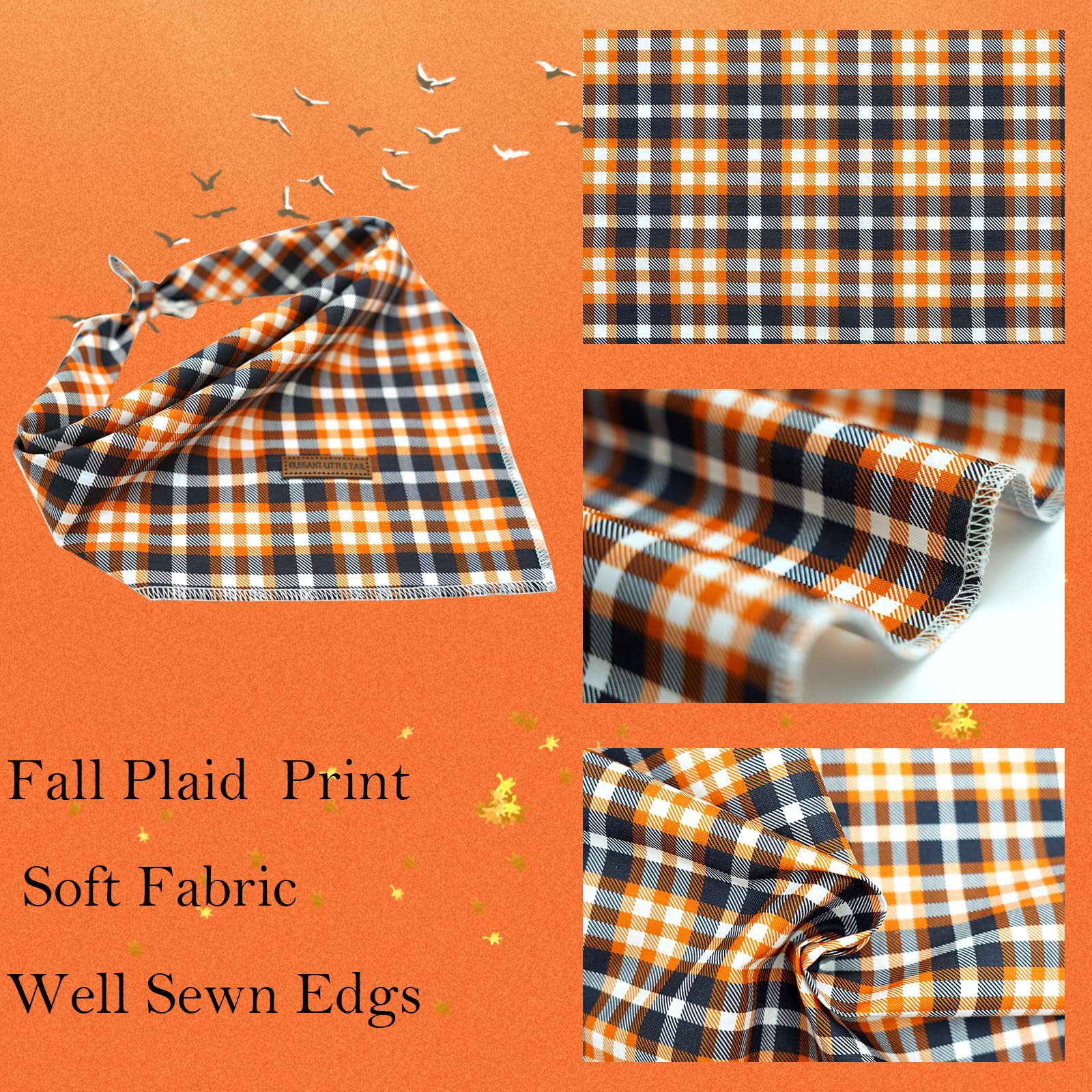 Elegant Little Tail dog bandana in fall design on dog for seasonal charm.