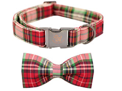 Elegant little tail dog collar with bow close-up on navy strap for comfortable daily wear.