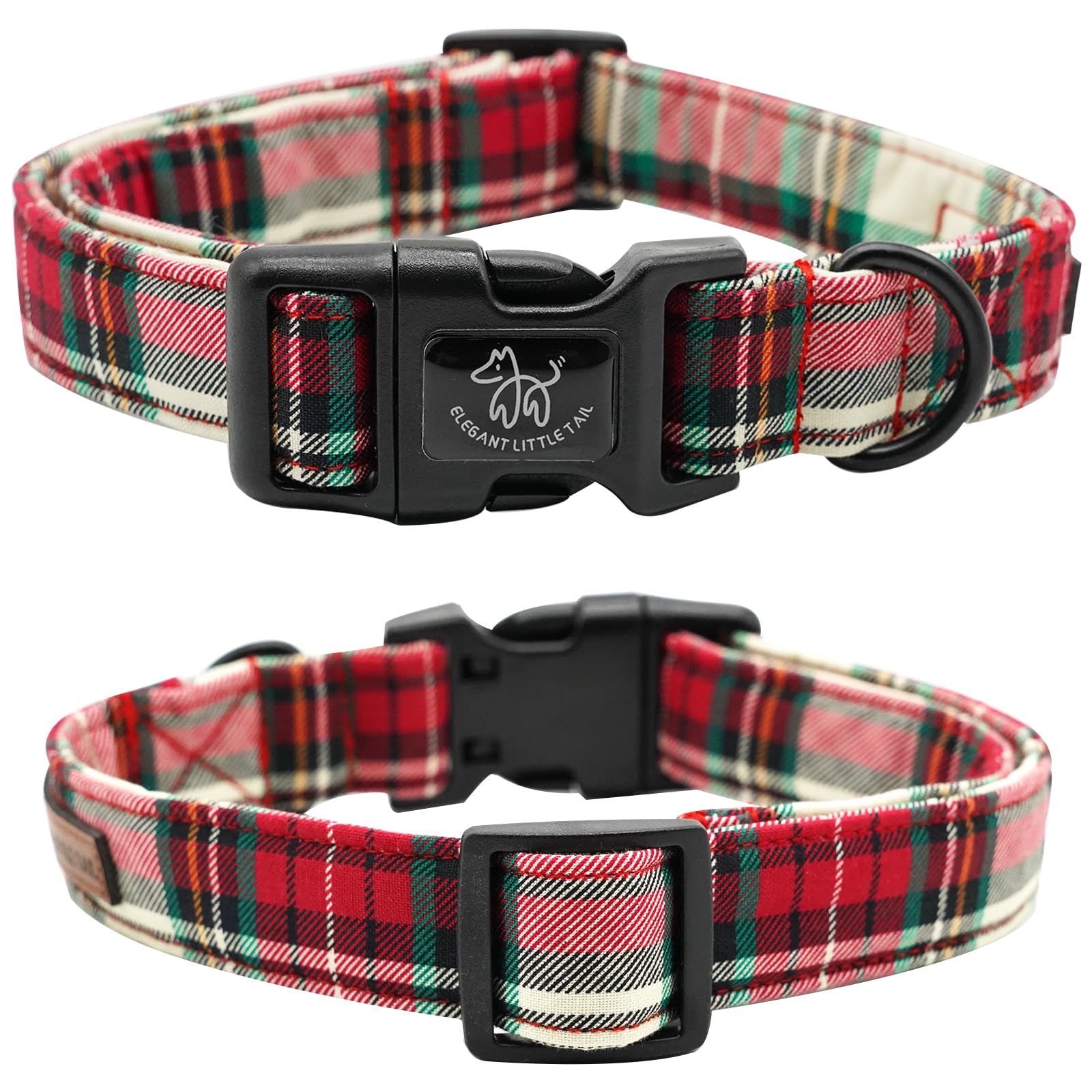 Elegant Little Tail plaid collar size M fits medium dogs with adjustable length