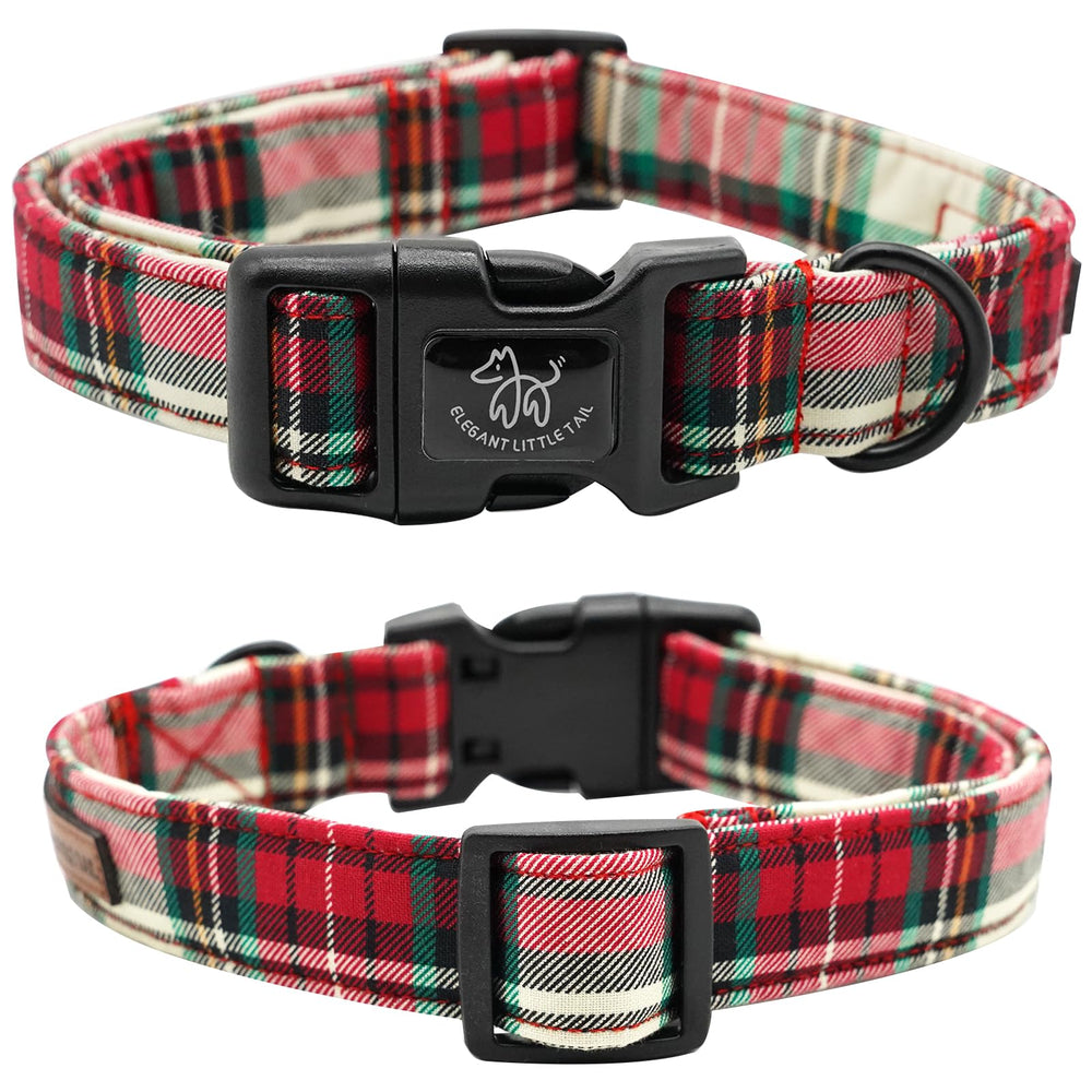 Elegant Little Tail plaid collar size M fits medium dogs with adjustable length